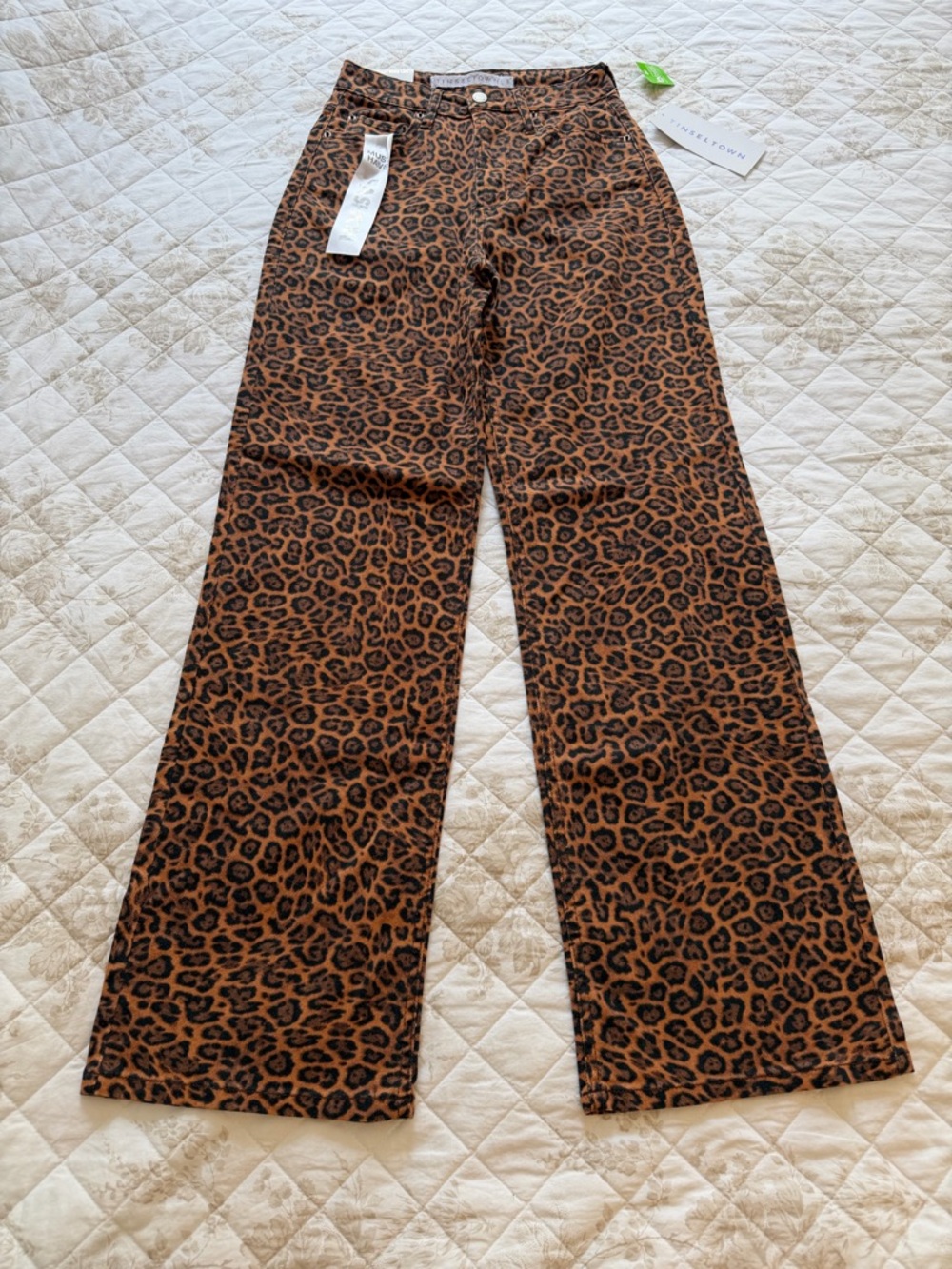 Tinseltown Leopard Print High-Waist Wide Leg Pants - Brown & Black